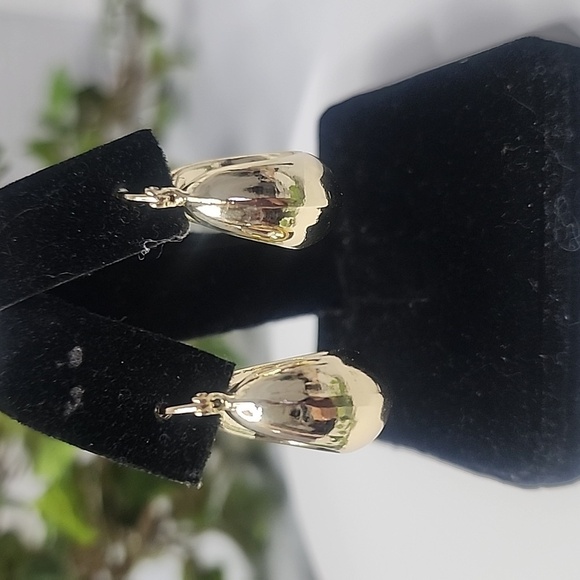 18k Gold Filled Basket Hollow Hoop Earrings New - Picture 5 of 7